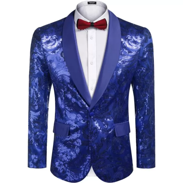 COOFANDY Men's Shiny Sequins Blazer Floral Suit Jacket Stylish Tuxedo for Party, Wedding, Banquet, Prom