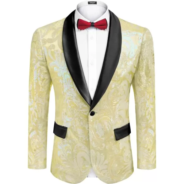 COOFANDY Men's Shiny Sequins Blazer Floral Suit Jacket Stylish Tuxedo for Party, Wedding, Banquet, Prom
