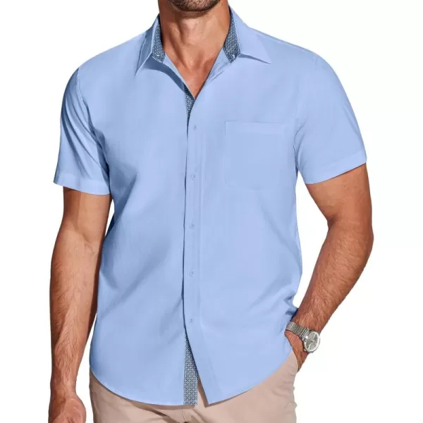 COOFANDY Men's Short Sleeve Button Down Dress Shirts Wrinkle Free Muscle Fit Stretch Shirt Summer Business Casual Tops