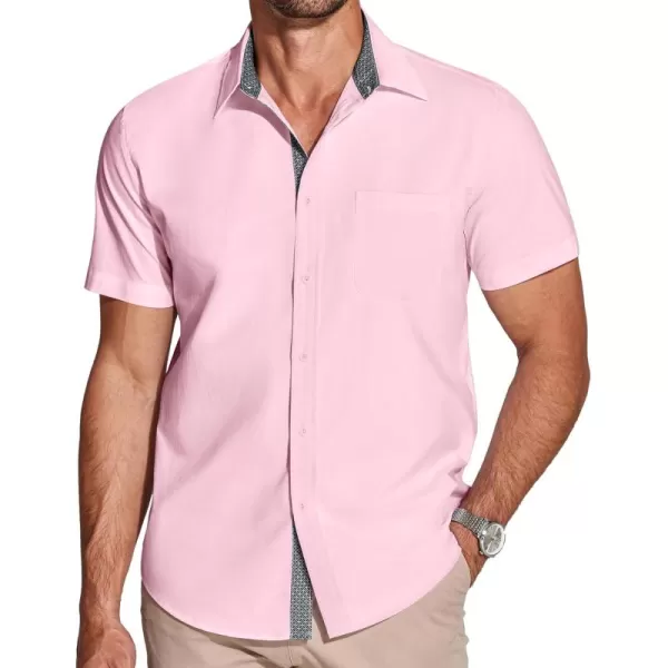 COOFANDY Men's Short Sleeve Button Down Dress Shirts Wrinkle Free Muscle Fit Stretch Shirt Summer Business Casual Tops