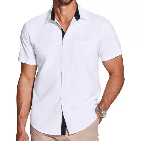 COOFANDY Men's Short Sleeve Button Down Dress Shirts Wrinkle Free Muscle Fit Stretch Shirt Summer Business Casual Tops
