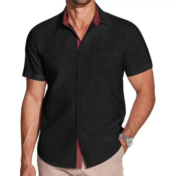 COOFANDY Men's Short Sleeve Button Down Dress Shirts Wrinkle Free Muscle Fit Stretch Shirt Summer Business Casual Tops