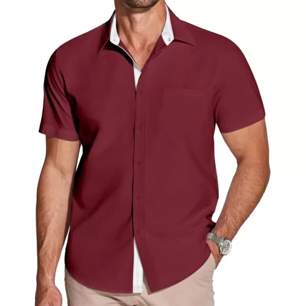 COOFANDY Men's Short Sleeve Button Down Dress Shirts Wrinkle Free Muscle Fit Stretch Shirt Summer Business Casual Tops