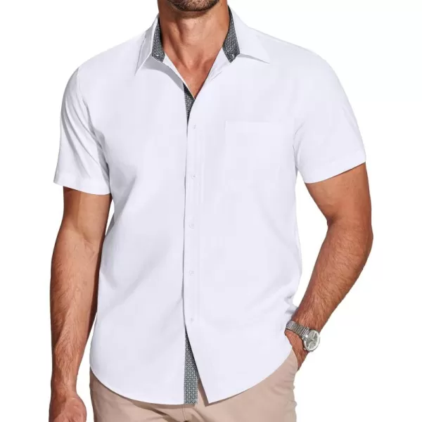 COOFANDY Men's Short Sleeve Button Down Dress Shirts Wrinkle Free Muscle Fit Stretch Shirt Summer Business Casual Tops