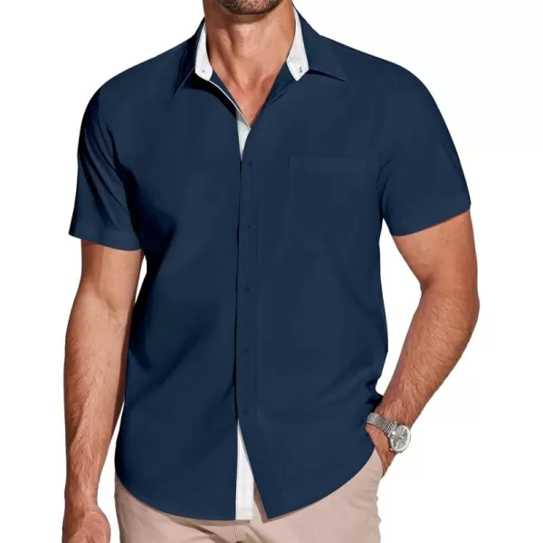 COOFANDY Men's Short Sleeve Button Down Dress Shirts Wrinkle Free Muscle Fit Stretch Shirt Summer Business Casual Tops