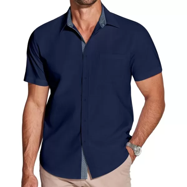 COOFANDY Men's Short Sleeve Button Down Dress Shirts Wrinkle Free Muscle Fit Stretch Shirt Summer Business Casual Tops