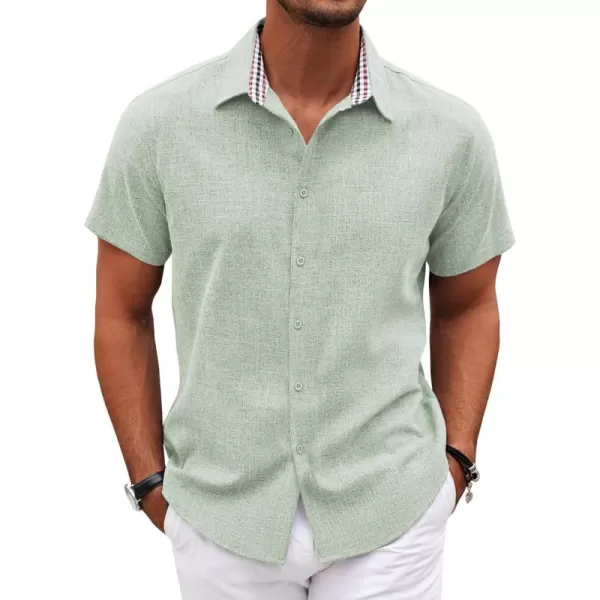 COOFANDY Mens Short Sleeve Button Down Shirts Casual Loose Fit Summer Beach Shirts Linen Texture Shirt
