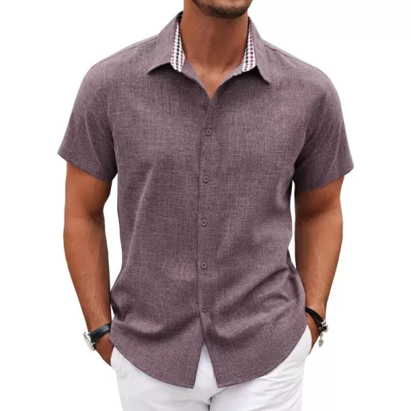 COOFANDY Mens Short Sleeve Button Down Shirts Casual Loose Fit Summer Beach Shirts Linen Texture Shirt