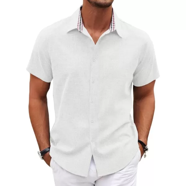 COOFANDY Mens Short Sleeve Button Down Shirts Casual Loose Fit Summer Beach Shirts Linen Texture Shirt
