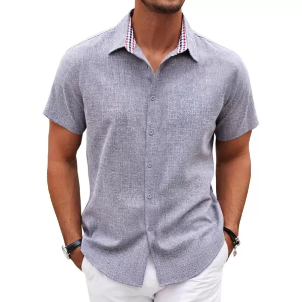 COOFANDY Mens Short Sleeve Button Down Shirts Casual Loose Fit Summer Beach Shirts Linen Texture Shirt