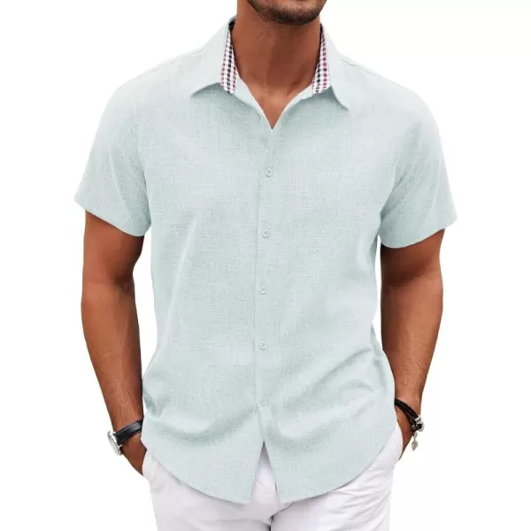 COOFANDY Mens Short Sleeve Button Down Shirts Casual Loose Fit Summer Beach Shirts Linen Texture Shirt