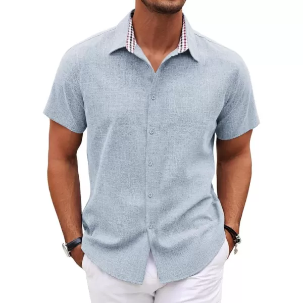 COOFANDY Mens Short Sleeve Button Down Shirts Casual Loose Fit Summer Beach Shirts Linen Texture Shirt