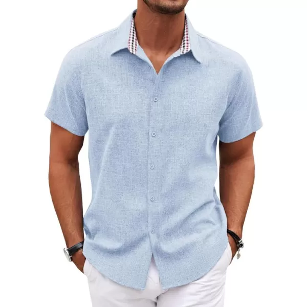 COOFANDY Mens Short Sleeve Button Down Shirts Casual Loose Fit Summer Beach Shirts Linen Texture Shirt