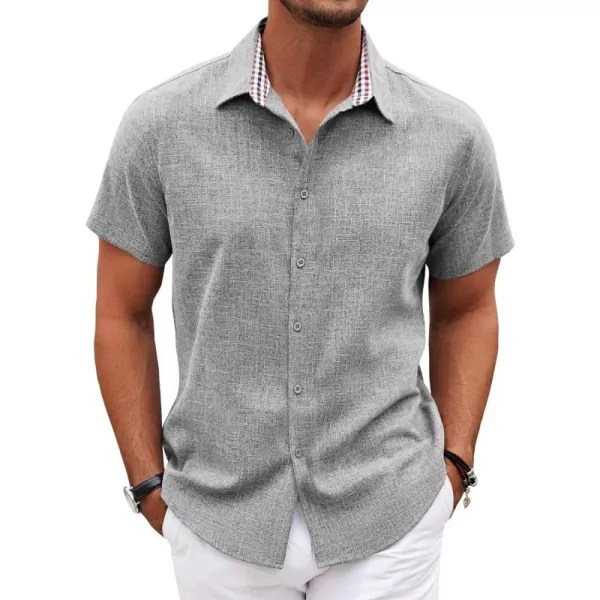 COOFANDY Mens Short Sleeve Button Down Shirts Casual Loose Fit Summer Beach Shirts Linen Texture Shirt