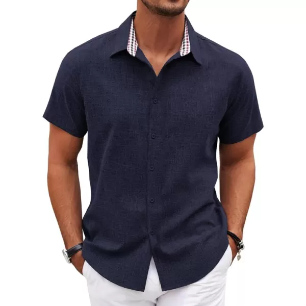 COOFANDY Mens Short Sleeve Button Down Shirts Casual Loose Fit Summer Beach Shirts Linen Texture Shirt