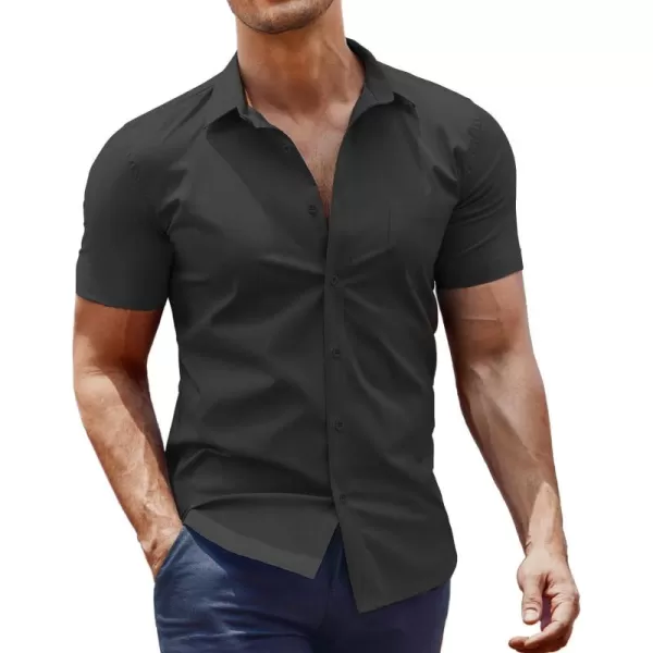 COOFANDY Men's Short Sleeve Button Down Shirts Casual Muscle Fit Dress Shirt with Pocket