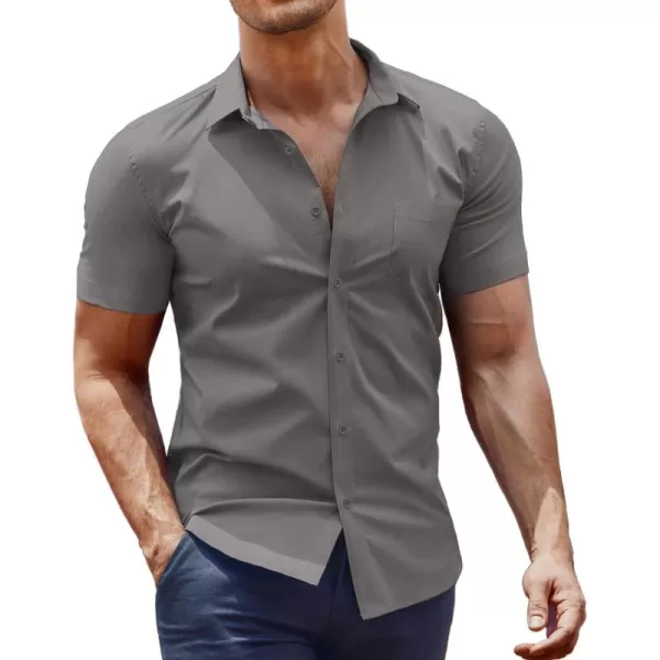 COOFANDY Men's Short Sleeve Button Down Shirts Casual Muscle Fit Dress Shirt with Pocket