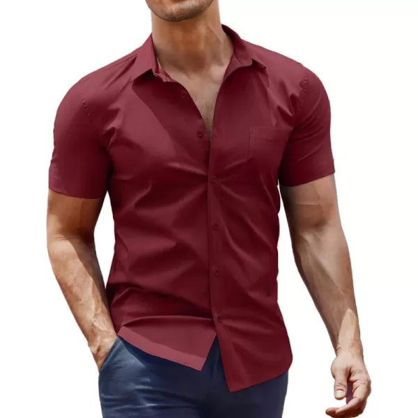 COOFANDY Men's Short Sleeve Button Down Shirts Casual Muscle Fit Dress Shirt with Pocket
