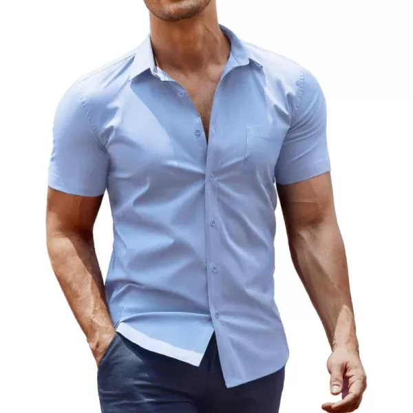 COOFANDY Men's Short Sleeve Button Down Shirts Casual Muscle Fit Dress Shirt with Pocket
