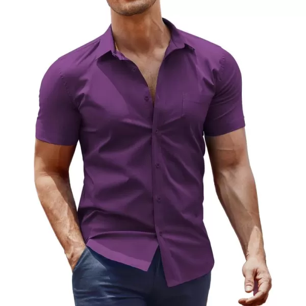 COOFANDY Men's Short Sleeve Button Down Shirts Casual Muscle Fit Dress Shirt with Pocket