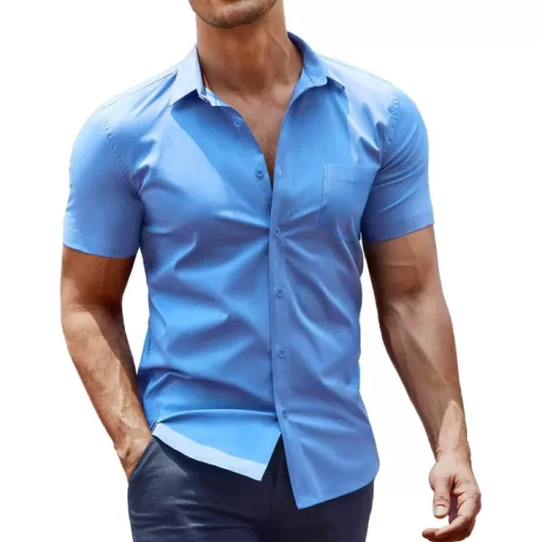 COOFANDY Men's Short Sleeve Button Down Shirts Casual Muscle Fit Dress Shirt with Pocket