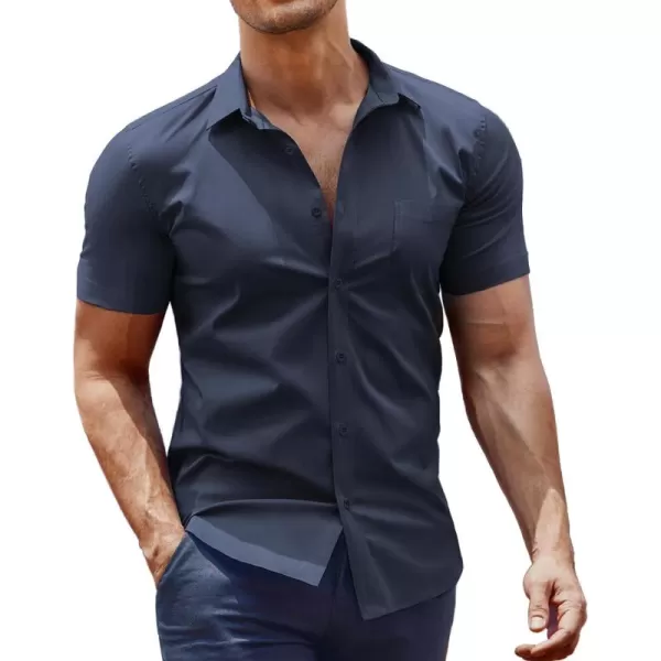 COOFANDY Men's Short Sleeve Button Down Shirts Casual Muscle Fit Dress Shirt with Pocket