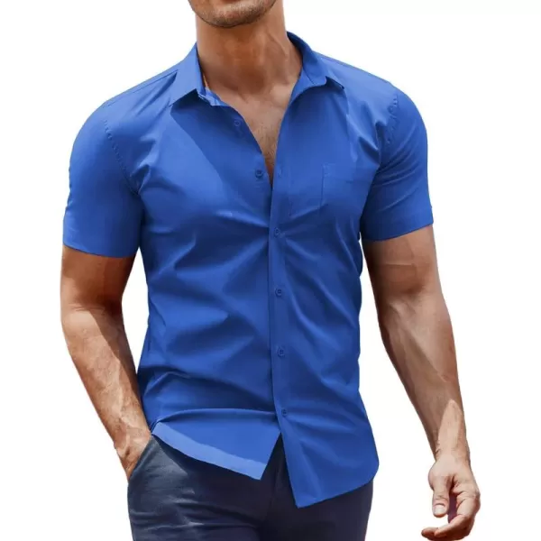 COOFANDY Men's Short Sleeve Button Down Shirts Casual Muscle Fit Dress Shirt with Pocket