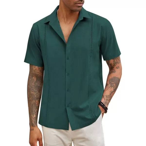 COOFANDY Mens Short Sleeve Cuban Guayabera Shirt Casual Summer Beach Button Down Shirts