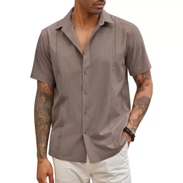 COOFANDY Mens Short Sleeve Cuban Guayabera Shirt Casual Summer Beach Button Down Shirts