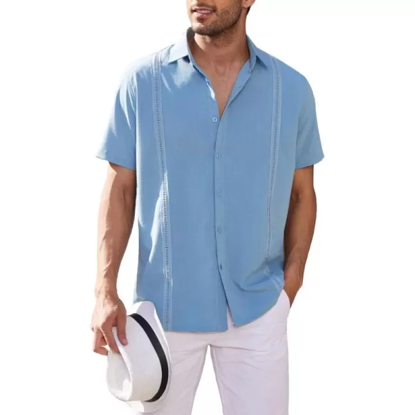 COOFANDY Mens Short Sleeve Cuban Guayabera Shirt Casual Summer Beach Button Down Shirts