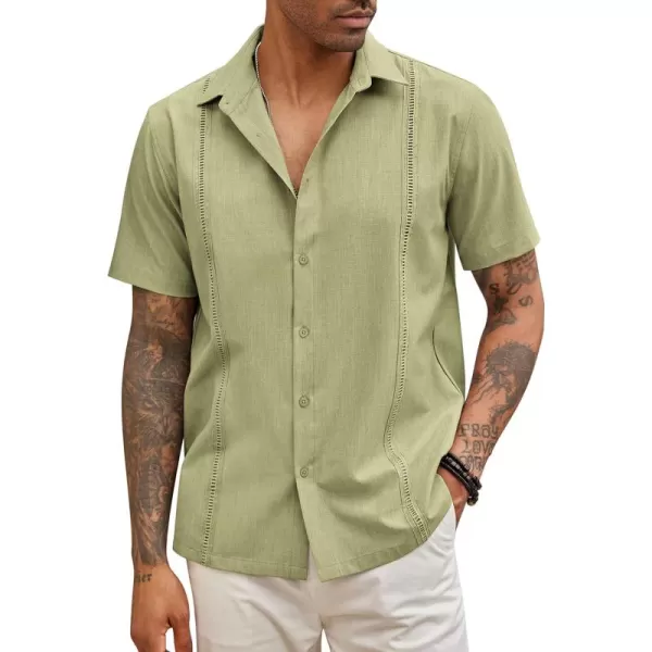 COOFANDY Mens Short Sleeve Cuban Guayabera Shirt Casual Summer Beach Button Down Shirts