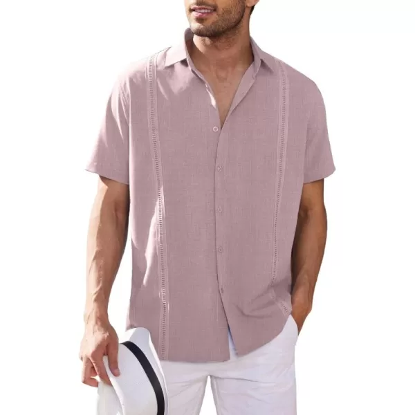 COOFANDY Mens Short Sleeve Cuban Guayabera Shirt Casual Summer Beach Button Down Shirts
