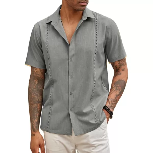 COOFANDY Mens Short Sleeve Cuban Guayabera Shirt Casual Summer Beach Button Down Shirts