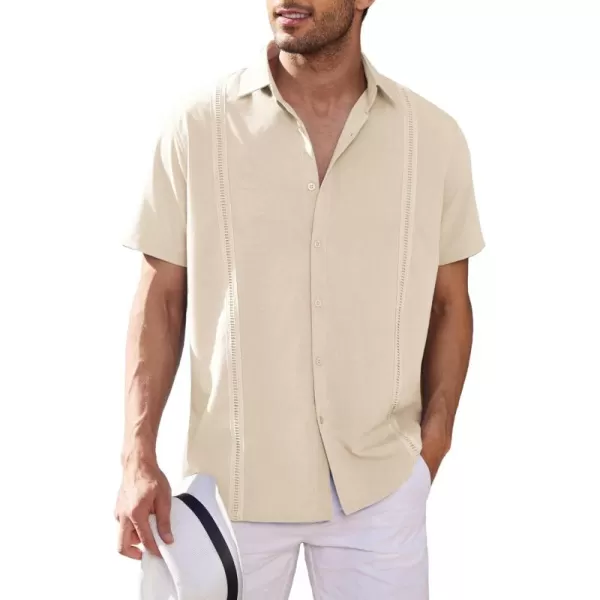 COOFANDY Mens Short Sleeve Cuban Guayabera Shirt Casual Summer Beach Button Down Shirts