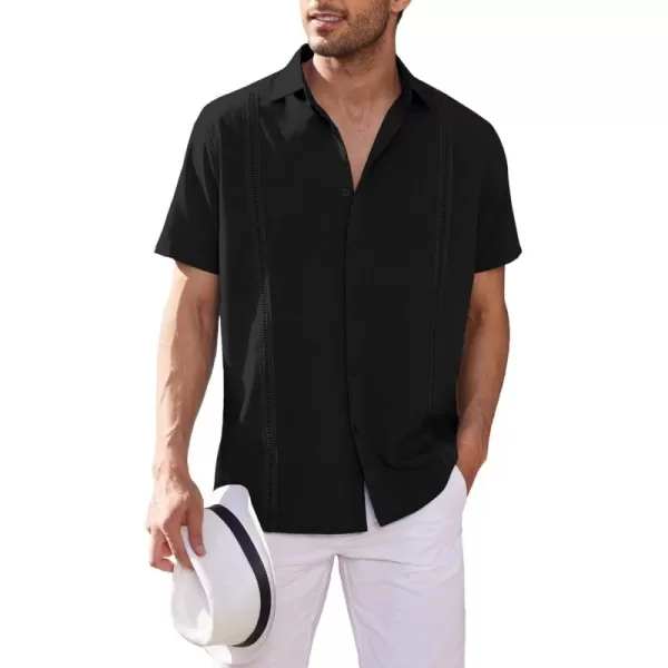 COOFANDY Mens Short Sleeve Cuban Guayabera Shirt Casual Summer Beach Button Down Shirts