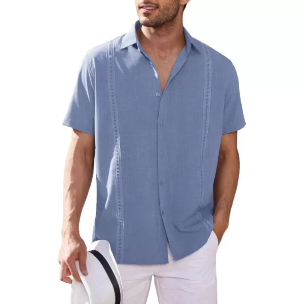 COOFANDY Mens Short Sleeve Cuban Guayabera Shirt Casual Summer Beach Button Down Shirts