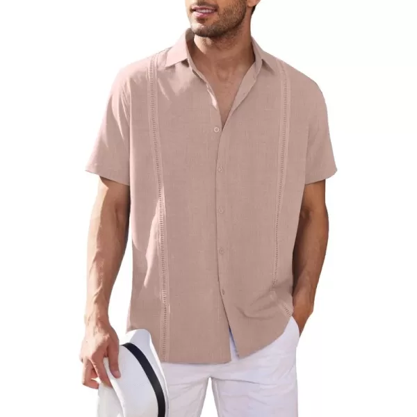 COOFANDY Mens Short Sleeve Cuban Guayabera Shirt Casual Summer Beach Button Down Shirts