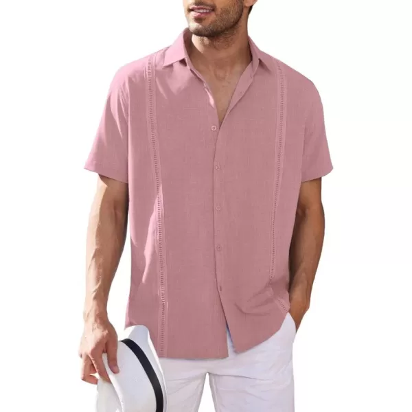 COOFANDY Mens Short Sleeve Cuban Guayabera Shirt Casual Summer Beach Button Down Shirts