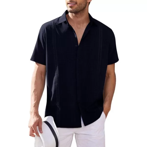COOFANDY Mens Short Sleeve Cuban Guayabera Shirt Casual Summer Beach Button Down Shirts