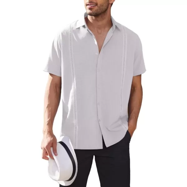 COOFANDY Mens Short Sleeve Cuban Guayabera Shirt Casual Summer Beach Button Down Shirts