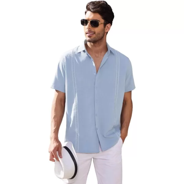 COOFANDY Mens Short Sleeve Cuban Guayabera Shirt Casual Summer Beach Button Down Shirts