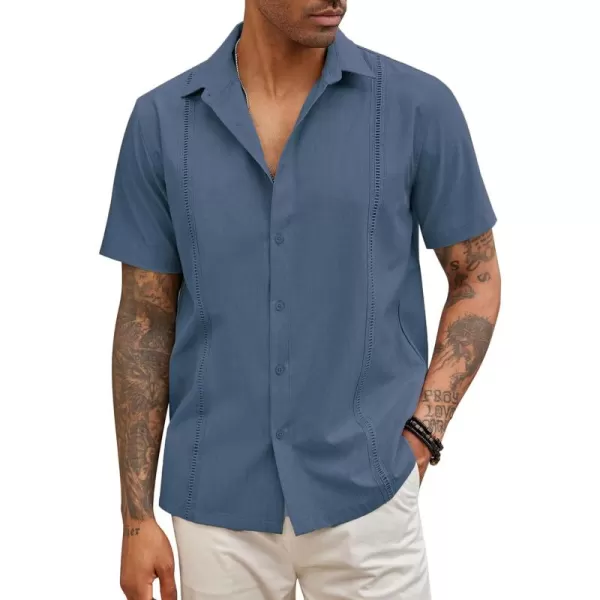 COOFANDY Mens Short Sleeve Cuban Guayabera Shirt Casual Summer Beach Button Down Shirts