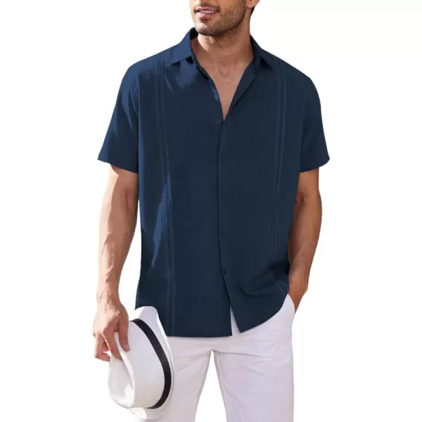 COOFANDY Mens Short Sleeve Cuban Guayabera Shirt Casual Summer Beach Button Down Shirts