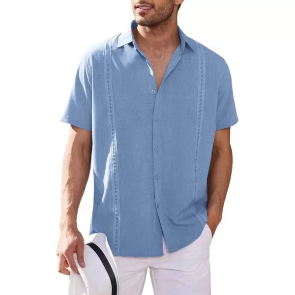 COOFANDY Mens Short Sleeve Cuban Guayabera Shirt Casual Summer Beach Button Down Shirts