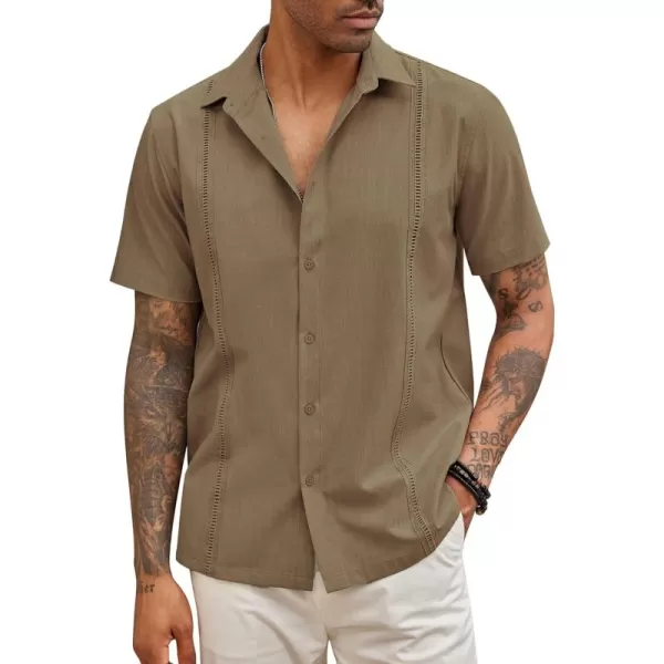 COOFANDY Mens Short Sleeve Cuban Guayabera Shirt Casual Summer Beach Button Down Shirts