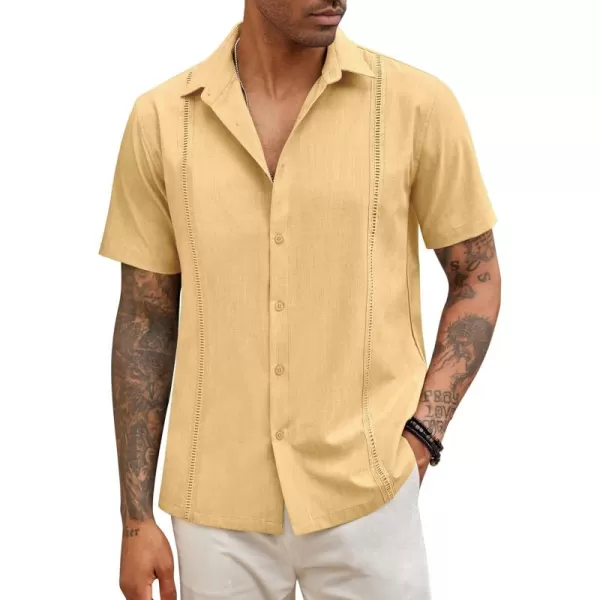 COOFANDY Mens Short Sleeve Cuban Guayabera Shirt Casual Summer Beach Button Down Shirts
