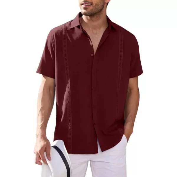 COOFANDY Mens Short Sleeve Cuban Guayabera Shirt Casual Summer Beach Button Down Shirts