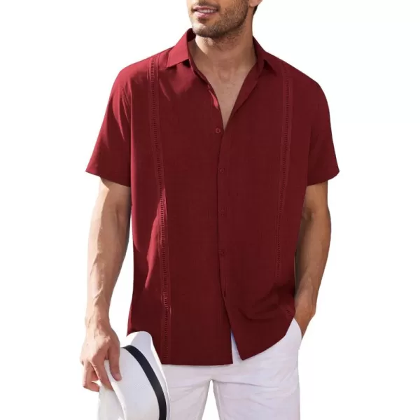 COOFANDY Mens Short Sleeve Cuban Guayabera Shirt Casual Summer Beach Button Down Shirts