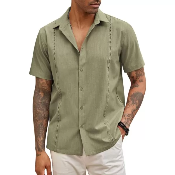 COOFANDY Mens Short Sleeve Cuban Guayabera Shirt Casual Summer Beach Button Down Shirts