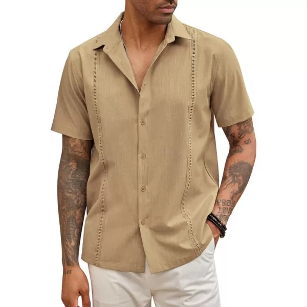 COOFANDY Mens Short Sleeve Cuban Guayabera Shirt Casual Summer Beach Button Down Shirts
